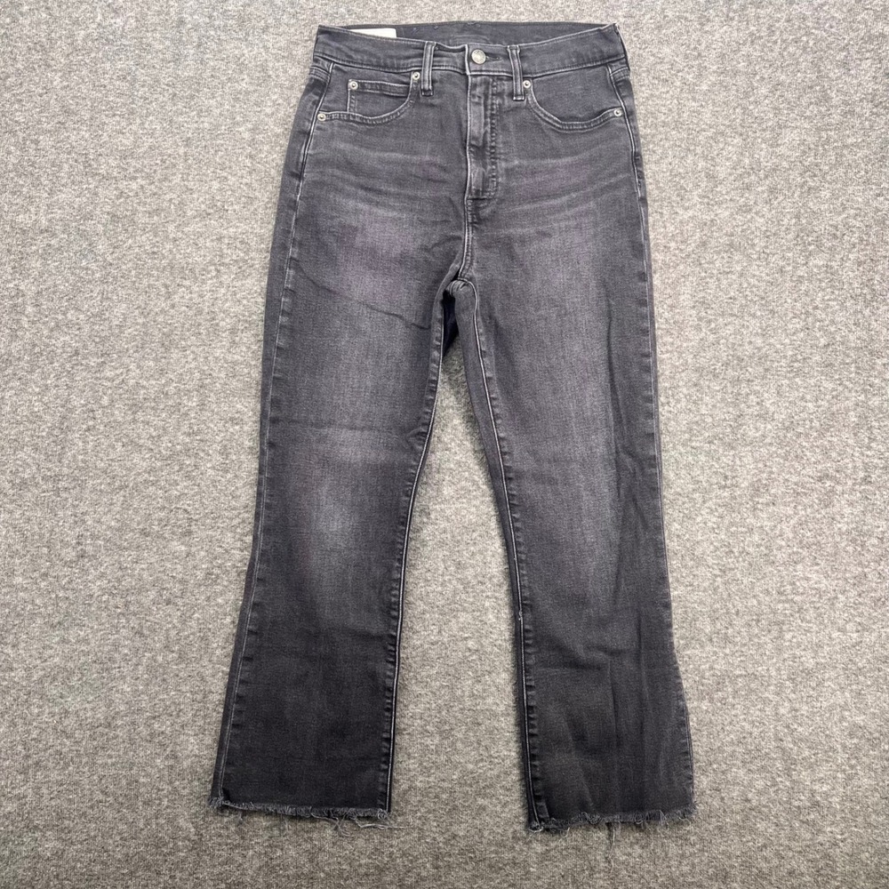 Gap Kick Fit High Rise Jeans Womens 28 6 Regular Washed Black Raw‎ Hem Cropped